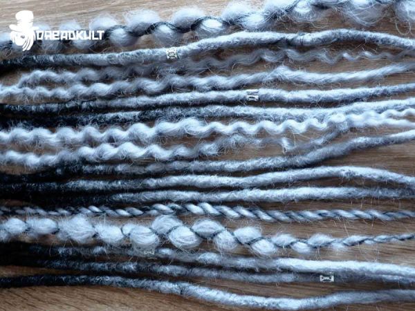 Synthetic dreads single-end 14 pcs. (black-grey)